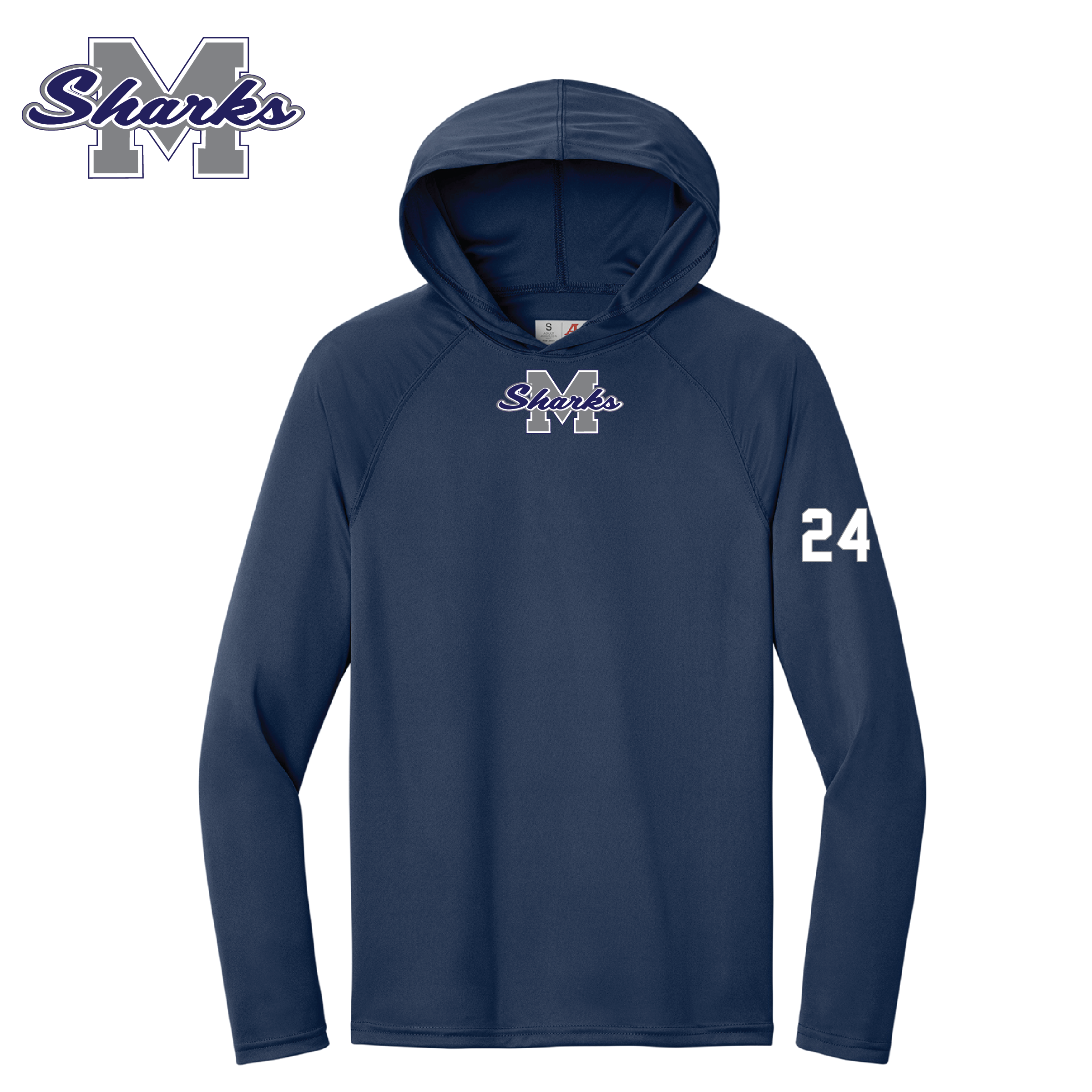MM SHARKS A4 HOODED LONG SLEEVE