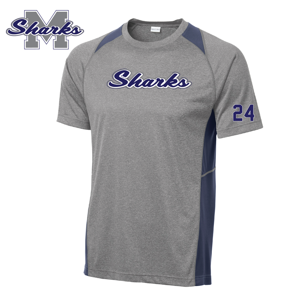 MM SHARKS SPORT-TEK COLORBLOCK TEE